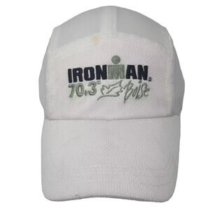 Headsweats 5 Panel White Green Ironman 70.3 Boise Hat Adjustable Mesh OS